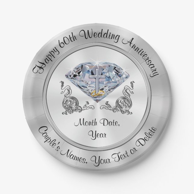 Personalized 60th Anniversary Paper Plates (Front)