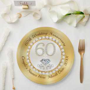 Personalized, 60th Anniversary Paper Plates, Plate