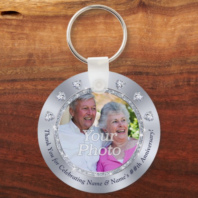 Personalized, 60th Anniversary Party Favors,  Keychain (Front)