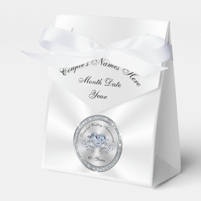 Personalized 60th Anniversary Party Favours Boxes (Front Side)