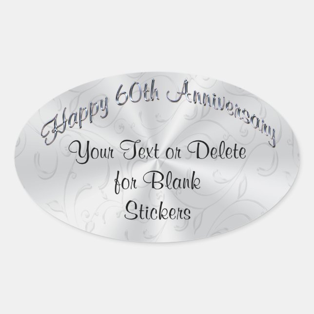 Personalized 60th Anniversary Stickers YOUR TEXT (Front)
