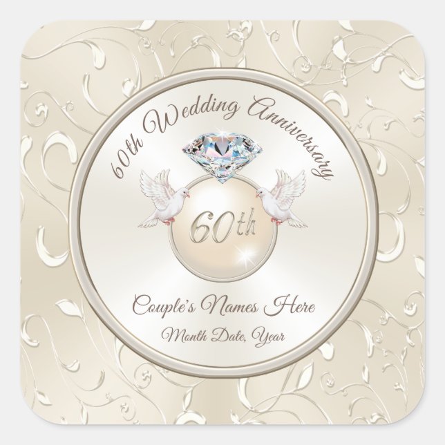 Personalized 60th Anniversary Stickers Your Text (Front)