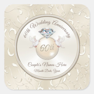 Personalized 60th Anniversary Stickers Your Text