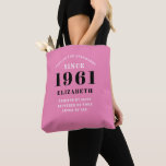 Personalized 60th Birthday 1961 Elegant Chic Pink Tote Bag<br><div class="desc">60th birthday tote bag. Easily customize the text of this born in 1961 pink "Standards" shopping bag using the template provided. Part of the setting standards range cards and gifts..</div>