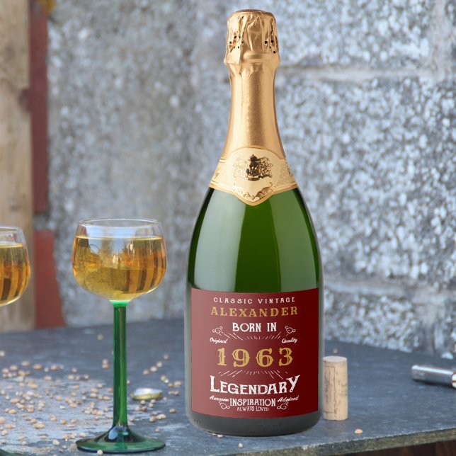 Personalized 60th Birthday 1963 Add Name Legendary Sparkling Wine Label (Creator Uploaded)