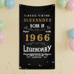 Personalized 60th Birthday 1966 Vintage Legend Banner<br><div class="desc">A personalized classic party banner for that special birthday born in 1966 and turning 60. Add the name to this vintage retro style black, white and gold design for a custom birthday gift. Easily edit the name and year with the template provided. A wonderful custom black birthday gift. More gifts...</div>