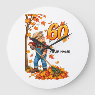 Personalized 60th Birthday Autumn Card Large Clock