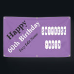 Personalized 60th Birthday Banner<br><div class="desc">Happy 60th birthday purple (surprise party) banner. Change it up (Make to suit) or personalize and (order as seen). This easy create sample template has been designed by Debra Petaid911 Rescue 🐾 Sparks, NV in support of here lifelong rescue mission. Backed by the Z Store promise. If you don't absolutely...</div>