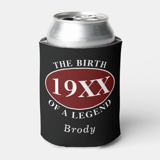 Personalized 60th Birthday Birth Of A Legend Black Can Cooler (Can Front)