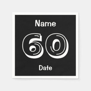 Personalized 60th Birthday Black Party Napkins