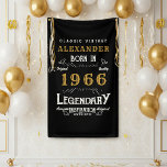 Personalized 60th Birthday Born 1966 Retro Party Banner<br><div class="desc">Celebrate a 60-Year Legend with this Personalized Vintage Banner! Throw an unforgettable party with this striking black and white banner, specifically designed for a landmark 60th birthday. The retro-inspired typography proudly features the year "BORN 1966" for a nostalgic and classic aesthetic. Key Features: Fully Customizable: Easily edit the name and...</div>