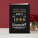 Personalized 60th Birthday Born 1966 Vintage Black Card<br><div class="desc">A personalized classic birthday card for that birthday celebration for somebody born in 1966 and turning 60. Add the name to this vintage retro style black, white and gold design for a custom birthday gift. Easily edit the name and year with the template provided. A wonderful custom black birthday gift....</div>