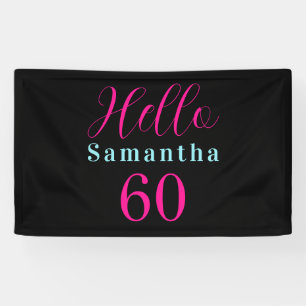 Personalized 60th Birthday Hot Pink Black Birthday Banner