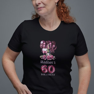 Personalized 60th Birthday Luxury Wine & Balloons T-Shirt