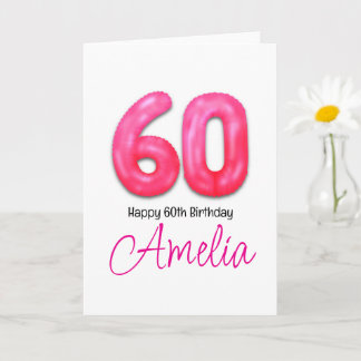 Personalized 60th Birthday Number Balloon Card