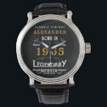 Personalized 60th Birthday Or Retirement Born 1965 Watch<br><div class="desc">A personalized unique watch for that special birthday person turning 60 or retirement gift. Add the name to this vintage retro style black, white and gold design for a custom gift. Easily edit the name and year with the template provided. A wonderful custom gift for a special occasion. More gifts...</div>