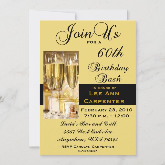 Personalized 60th Birthday Party Invitation (Front)