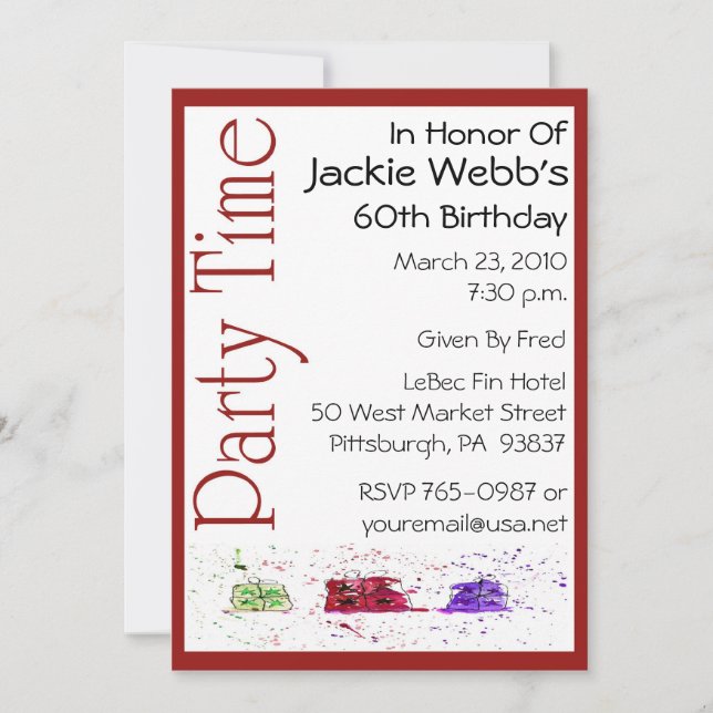 Personalized 60th Birthday Party Invitation (Front)
