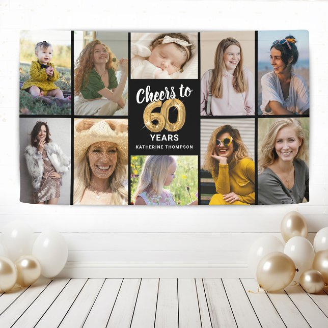 Personalized 60th Birthday Photo Collage Banner (Creator Uploaded)