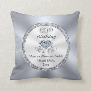 Personalized 60th Birthday Present for Mom, Friend Throw Pillow