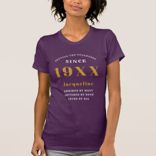 Personalized 60th Birthday Purple Gold For Her T-Shirt