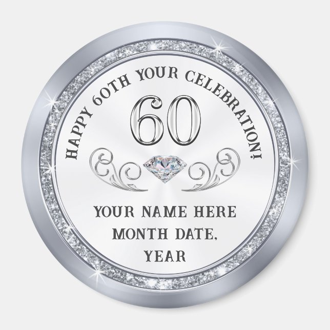 Personalized, 60th Birthday Souvenir Ideas, 60th Magnet (Front)