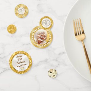 Personalized, 60th Birthday Table Decorations,  Confetti