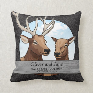 Personalized 60th Wedding Anniversary, Elk Throw Pillow