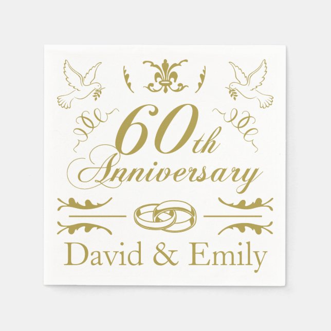 Personalized 60th Wedding Anniversary Napkin (Front)
