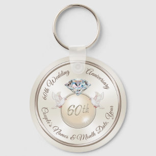 Personalized 60th Wedding Anniversary Party Keychain