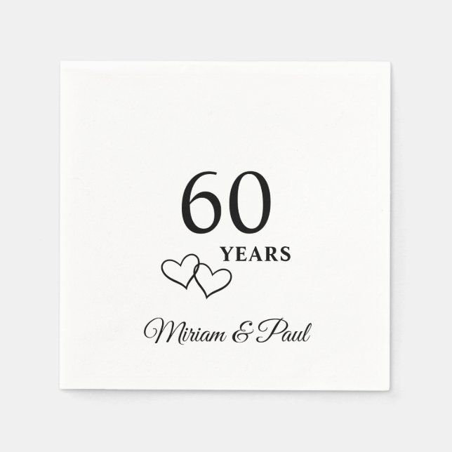 Personalized 60th Wedding Anniversary Party Napkin (Front)