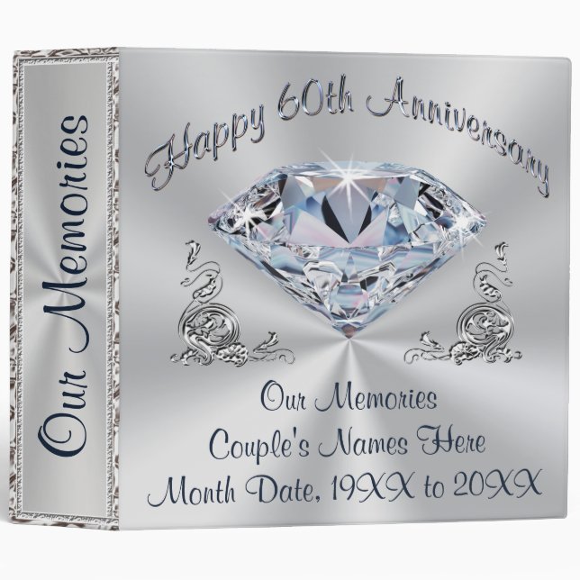 Personalized 60th Wedding Anniversary Photo Album Binder (Front/Spine)