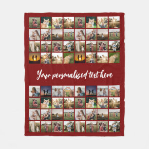 Personalized 64 Photo Collage Fleece Blanket