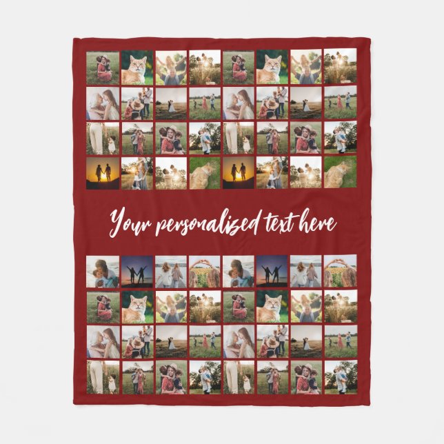 Personalized 64 Photo Collage Fleece Blanket (Front)