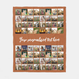 Personalized 64 Photo Collage Fleece Blanket