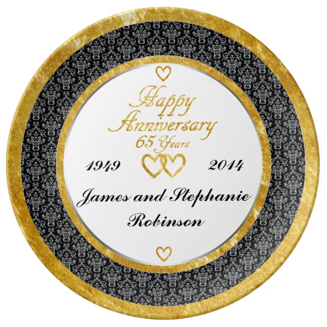 Personalized 65th Anniversary Porcelain Plate (Front)
