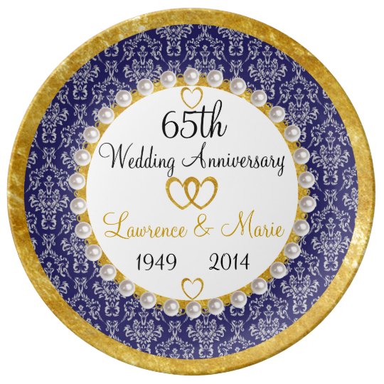 Personalized 65th Anniversary Porcelain Plate | Zazzle.ca