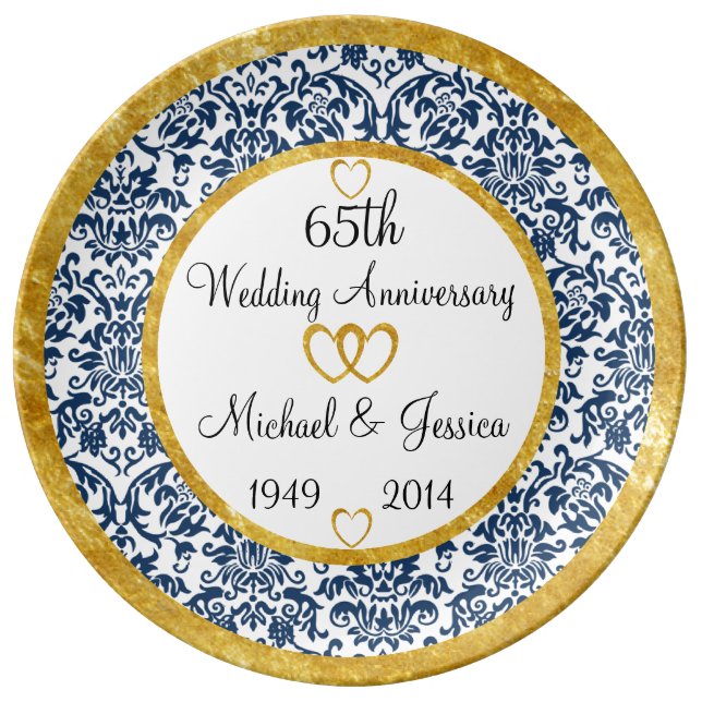 Personalized 65th Anniversary Porcelain Plate (Front)