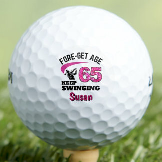 Personalized 65th Birthday Gift - Pink Funny Golf Balls