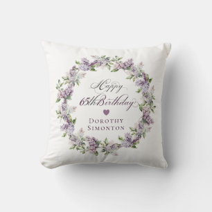 Personalized 65th Birthday Gift Purple Lilac Throw Pillow
