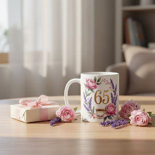 Personalized 65th Birthday Grandma Elegant Floral Coffee Mug