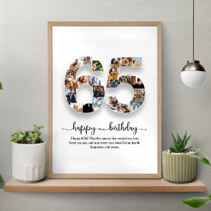 Personalized 65th Birthday Photo Collage Poster