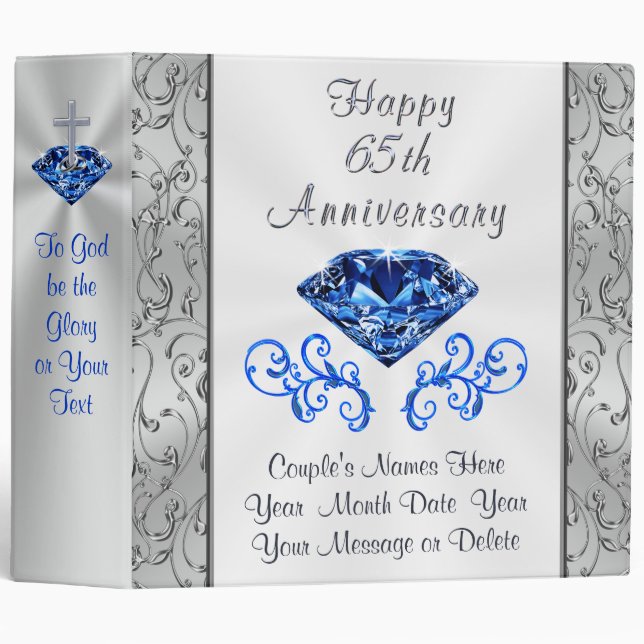 Personalized 65th Wedding Anniversary Photo Album Binder (Front/Spine)
