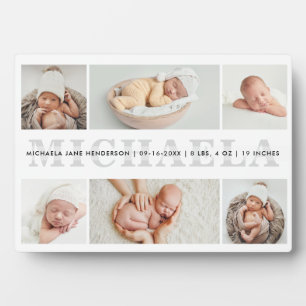 Personalized 6-Photo Birth Announcement Tabletop Plaque