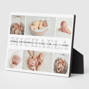 Personalized 6-Photo Birth Announcement Tabletop Plaque
