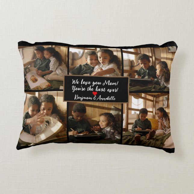 Personalized 6 Photo Collage Accent Pillow (Back)