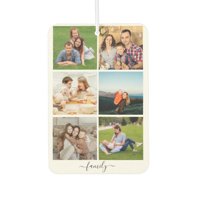 Personalized 6 Photo Collage family, Custom text Air Freshener (Front)