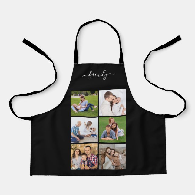 Personalized 6 Photo Collage family, Custom text Apron (Front)