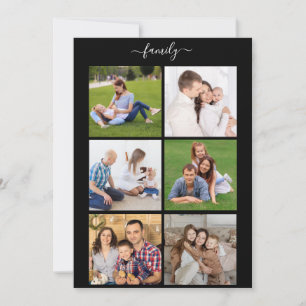Personalized 6 Photo Collage family, Custom text Holiday Card