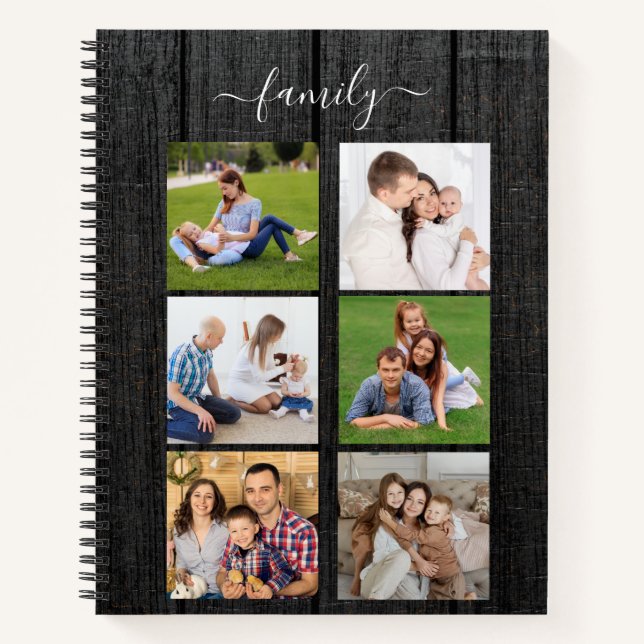 Personalized 6 Photo Collage family, Custom text Notebook (Front)